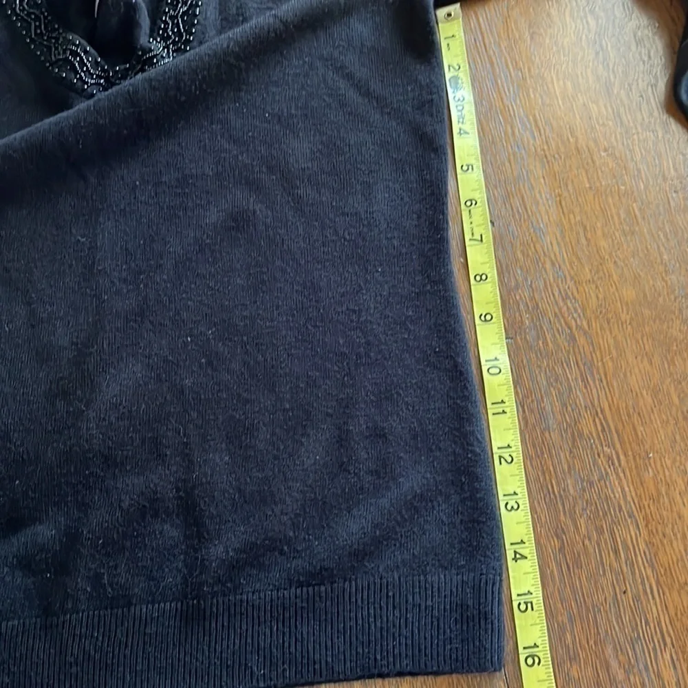 Laura Scott black pullover sweater with beaded neckline size small